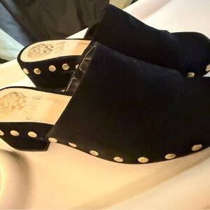 NEW Vince Camuto Black Mules with Gold Studs